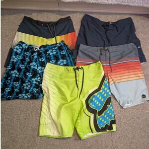 Lot Of 5 Men's Shorts Size 38. Quicksilver, Fox Head, O'Neill,